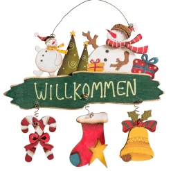 Schild Schneemann "Willkommen"