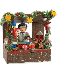 Spielwarenstand mit Händler