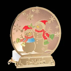 Teelichthalter "Schneemänner", goldfarben