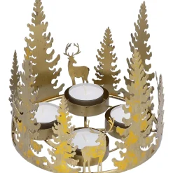 Teelichthalter "Winterspaziergang", gold