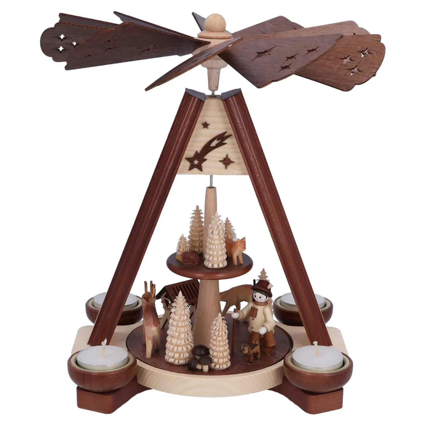 Teelicht-Pyramide "Jäger im Wald"