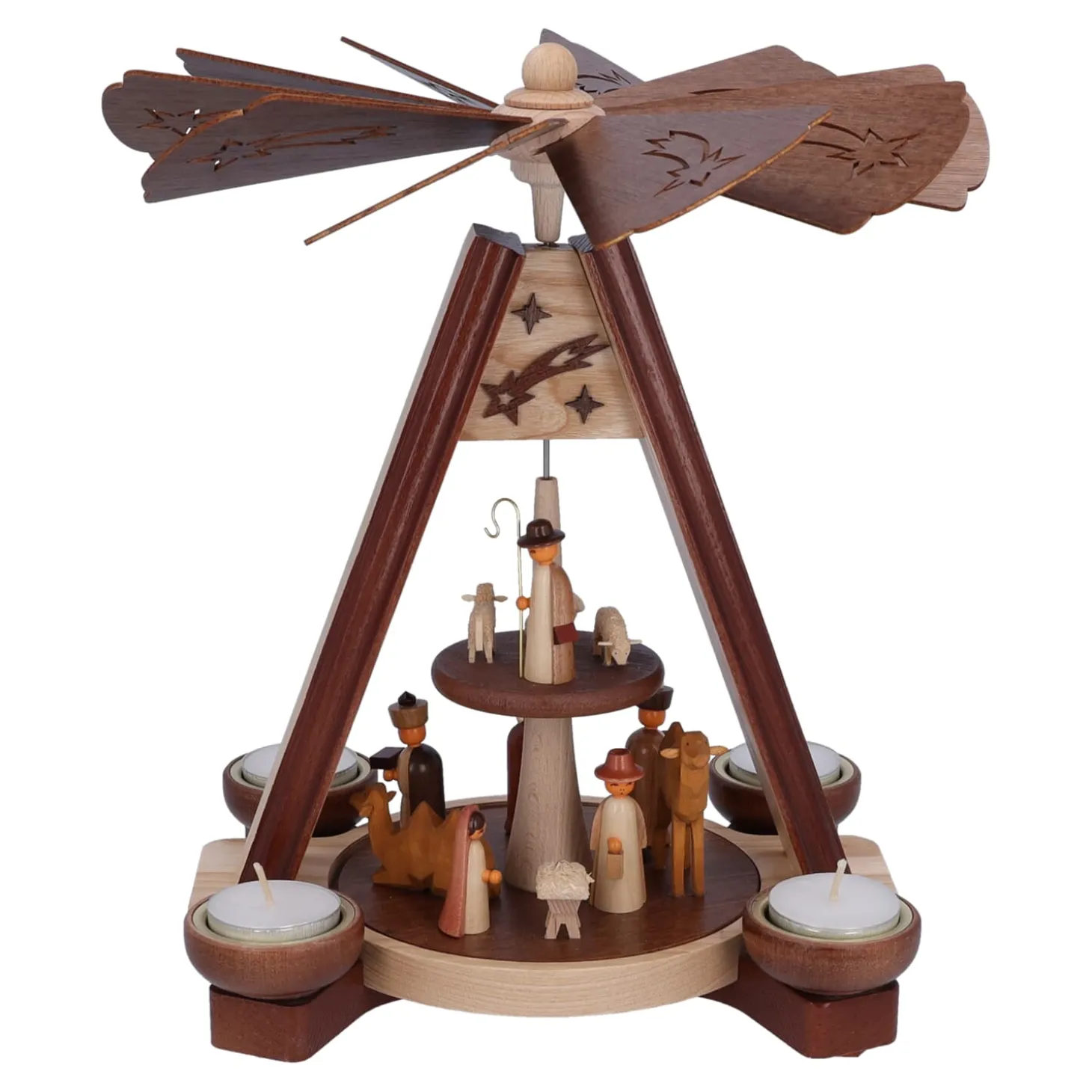 Teelicht-Pyramide "Krippe mit Hirte"