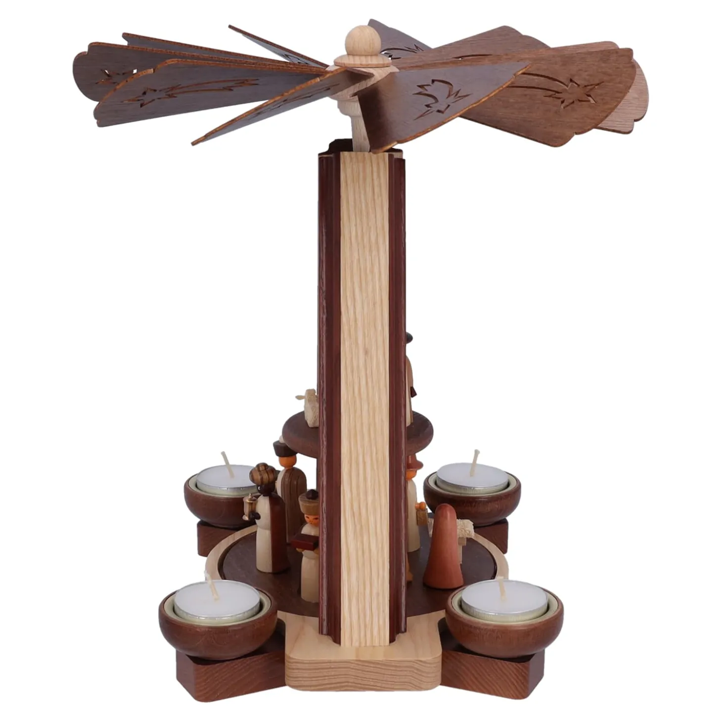 Teelicht-Pyramide "Krippe mit Hirte"