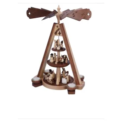 Teelicht-Pyramide "Winterkinder im Wald"