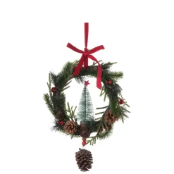 Tür- oder Tischkranz mit Bäumchen und Zapfen