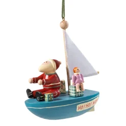 Weihnachtsmann auf Segelboot