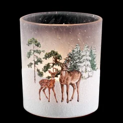 Windlicht "Hirsche im Schnee", 10cm