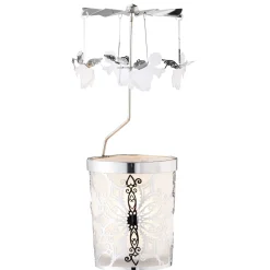 Windlicht-Karussell "Engel", silber